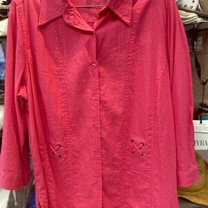 Elegant Coral Button-Down Shirt for Women
